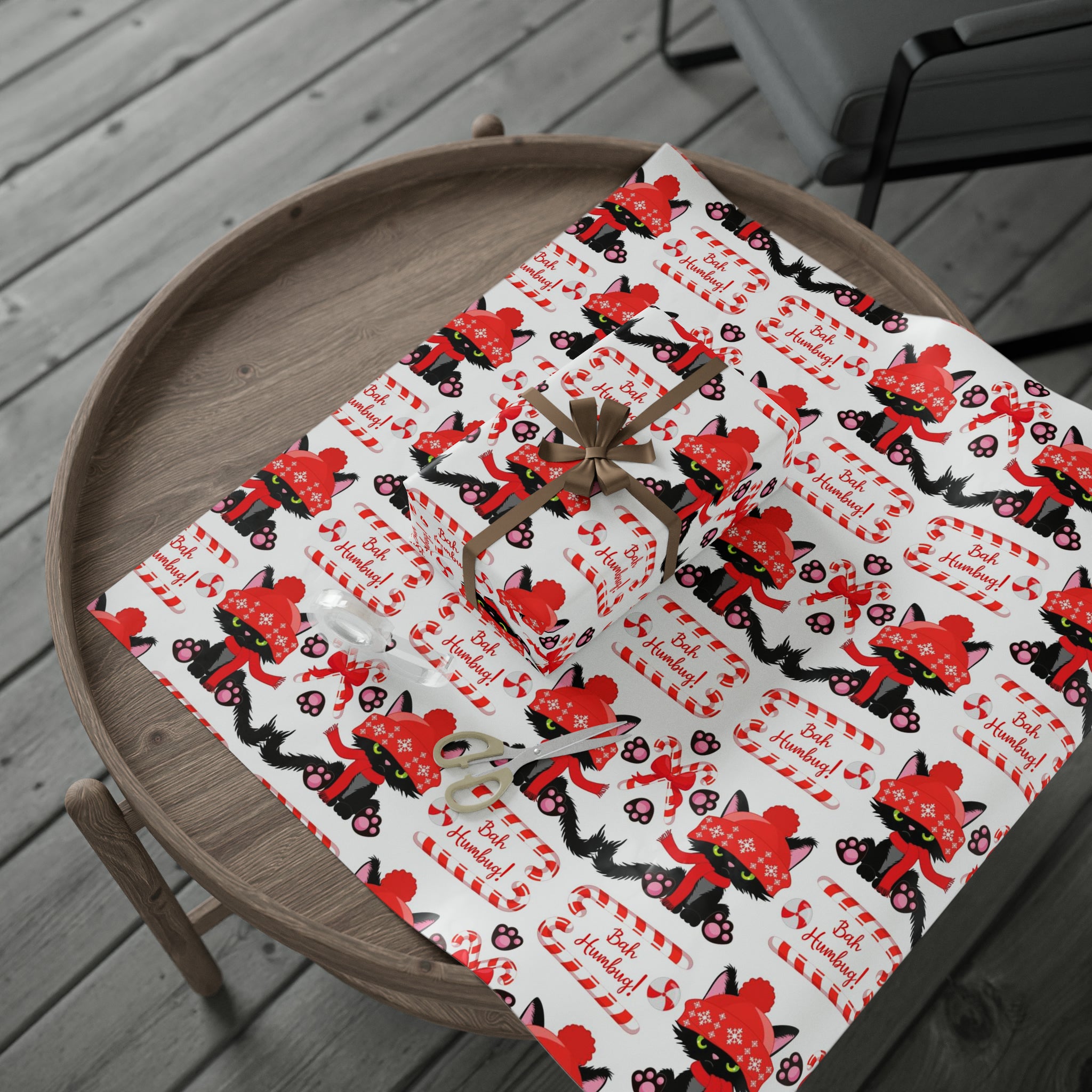 Angry Cat Bah Humbug Knit Cap | Wrapping Paper Birthday Gift Holiday