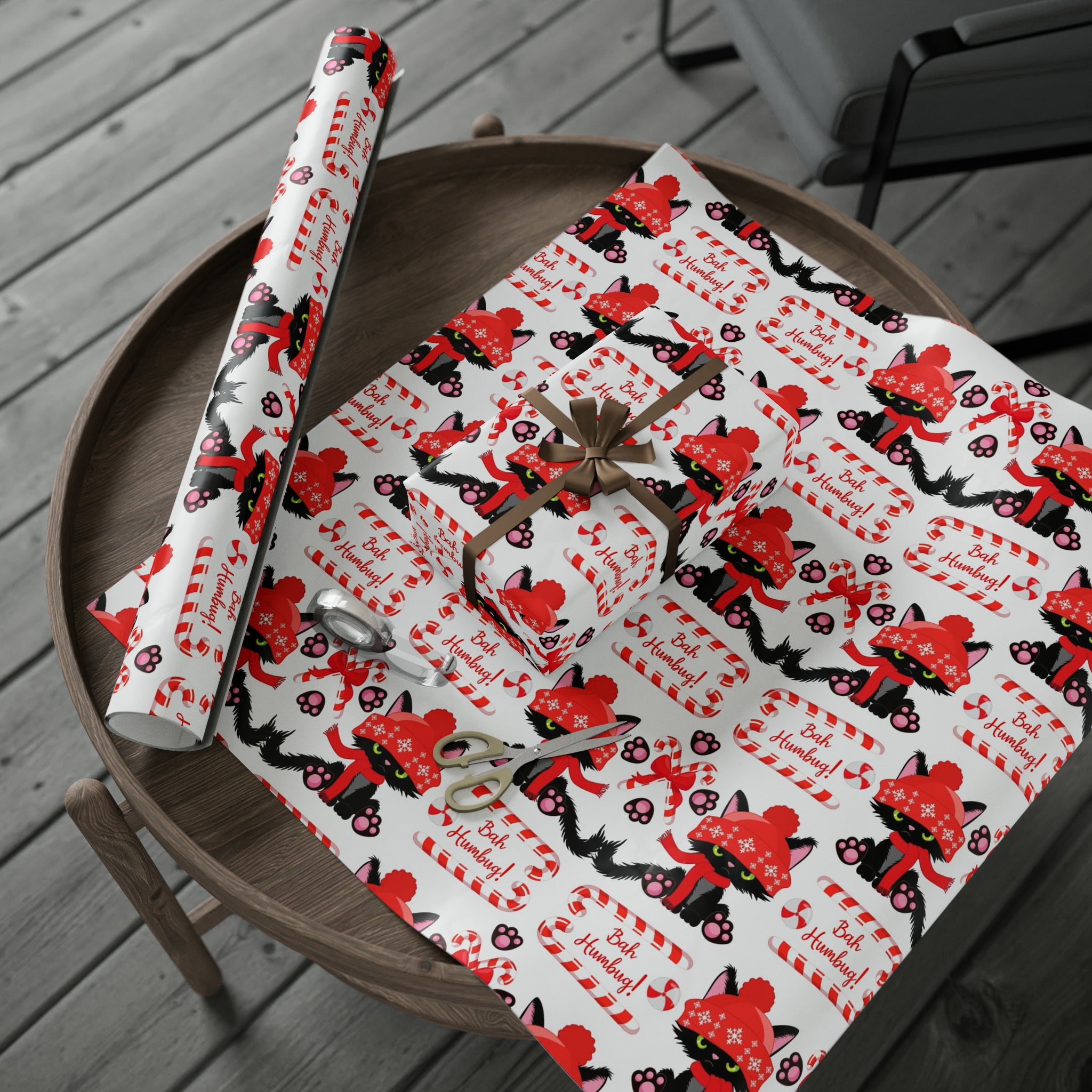 Angry Cat Bah Humbug Knit Cap | Wrapping Paper Birthday Gift Holiday