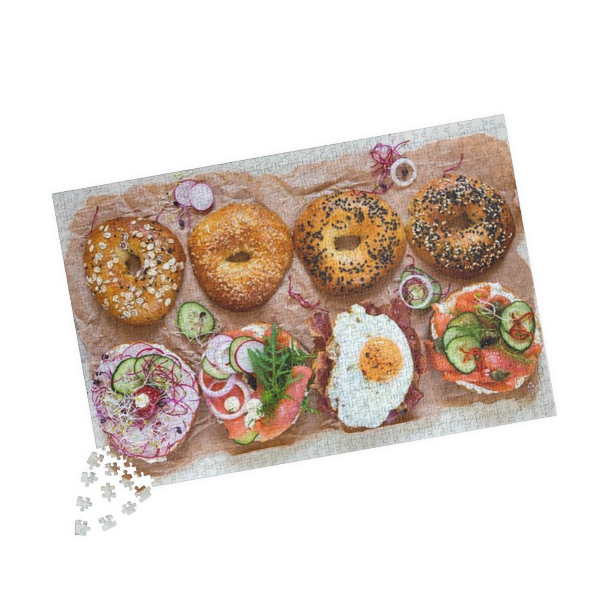 Bagel Breakfast Jigsaw Puzzle Lox Cream Cheese Bacon Fried Egg Radish Food