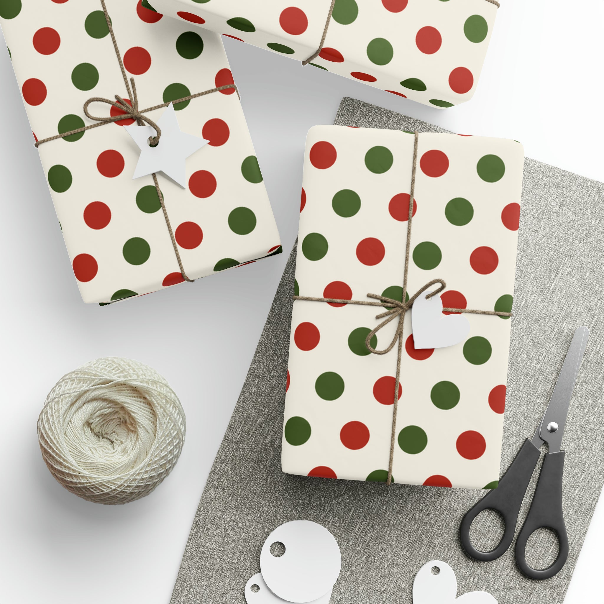 Red and Green Polka Dots | Wrapping Paper Birthday Gift Holiday