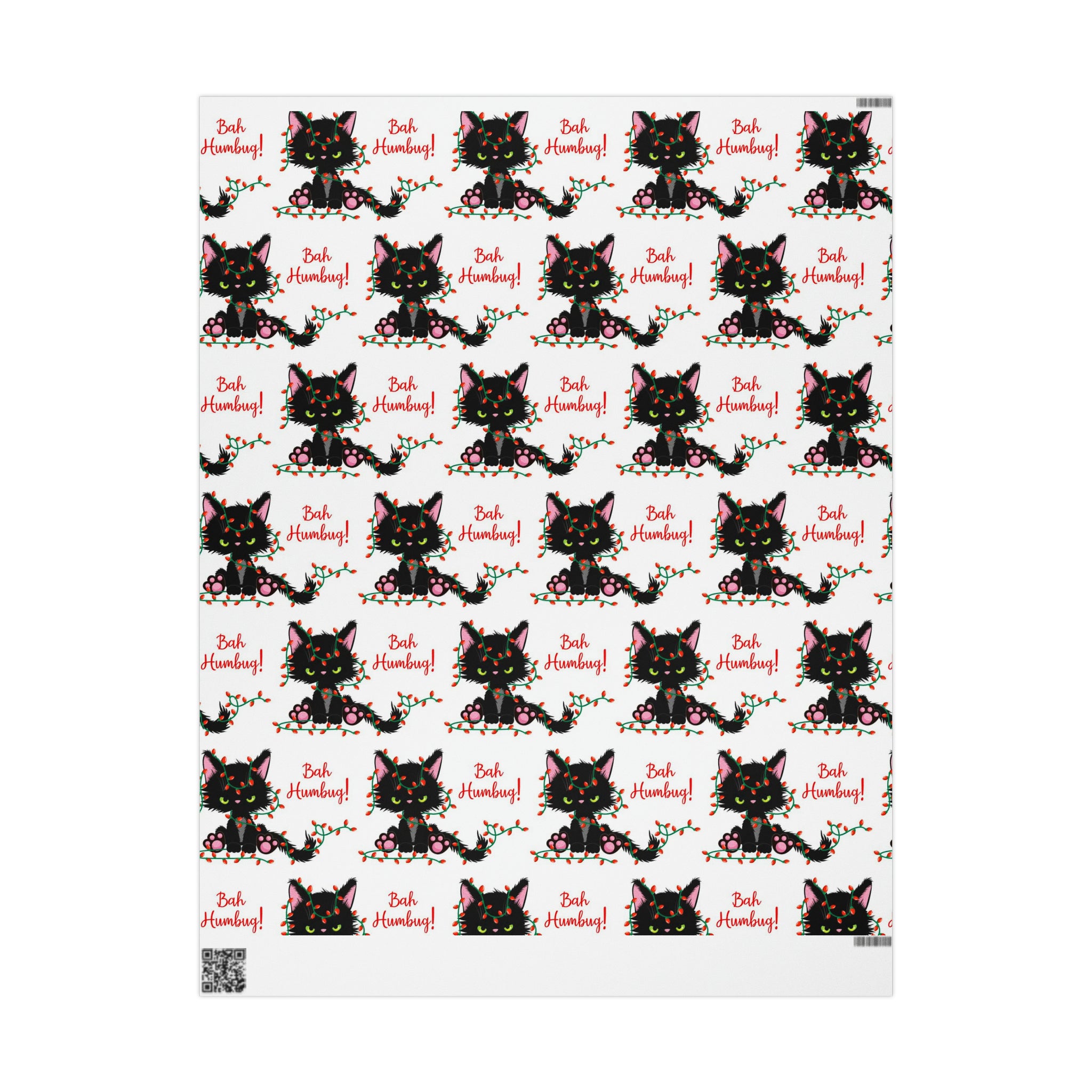 Angry Cat Bah Humbug | Wrapping Paper Birthday Gift Holiday