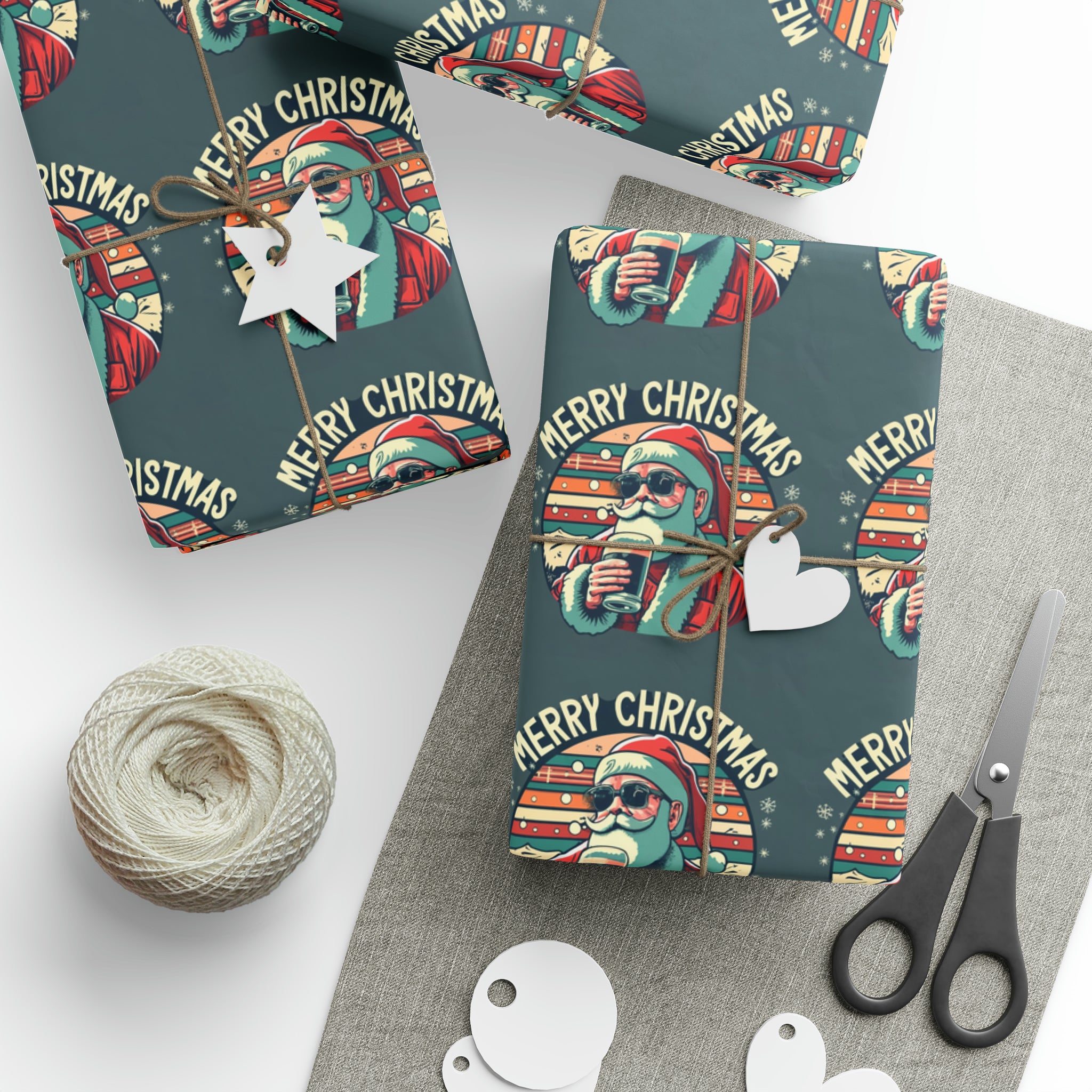 Santa Dark Beer | Wrapping Paper Birthday Gift Holiday