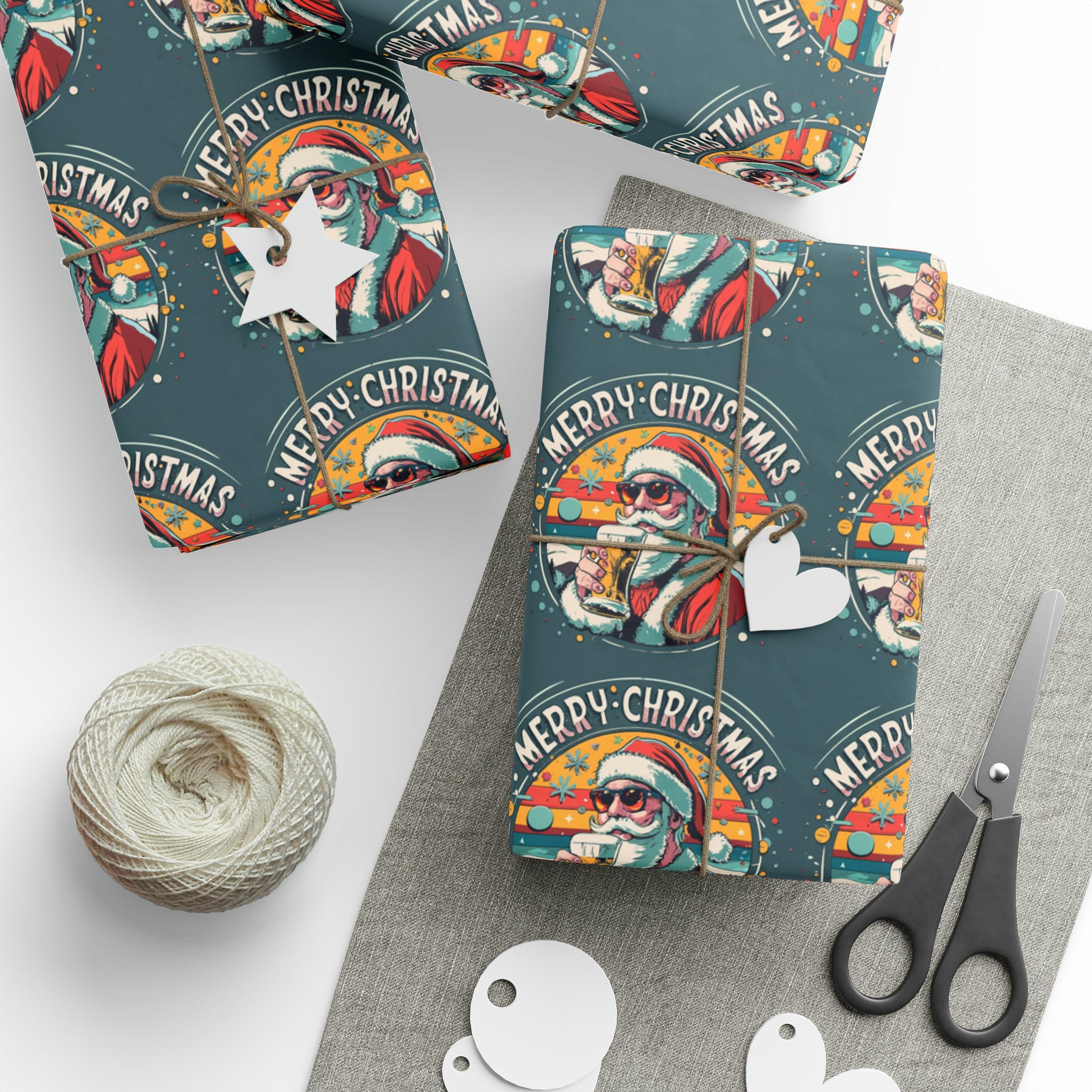 Santa Light Beer | Wrapping Paper Birthday Gift Holiday