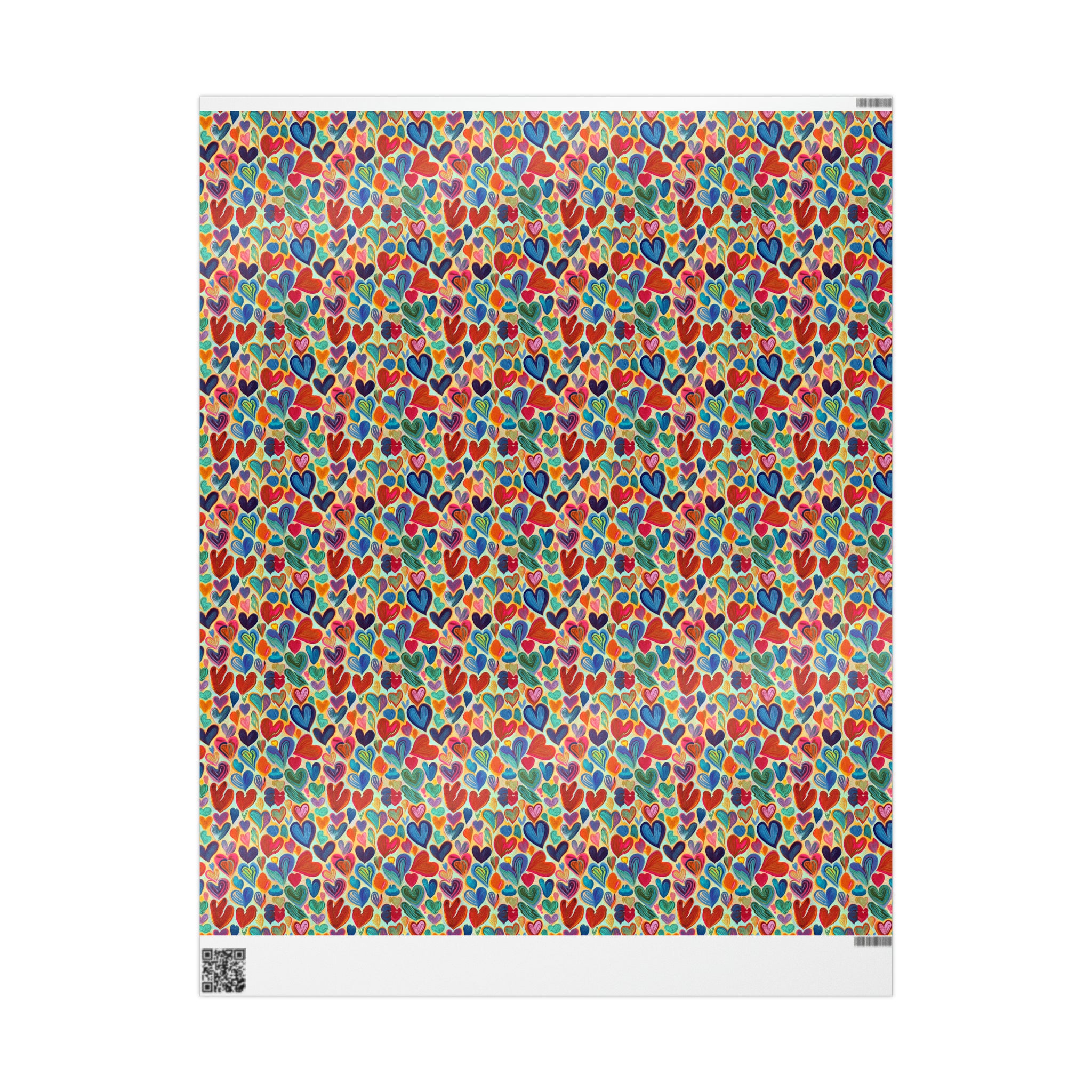 Art Deco - Hearts Red Blue | Wrapping Paper Birthday Gift Holiday