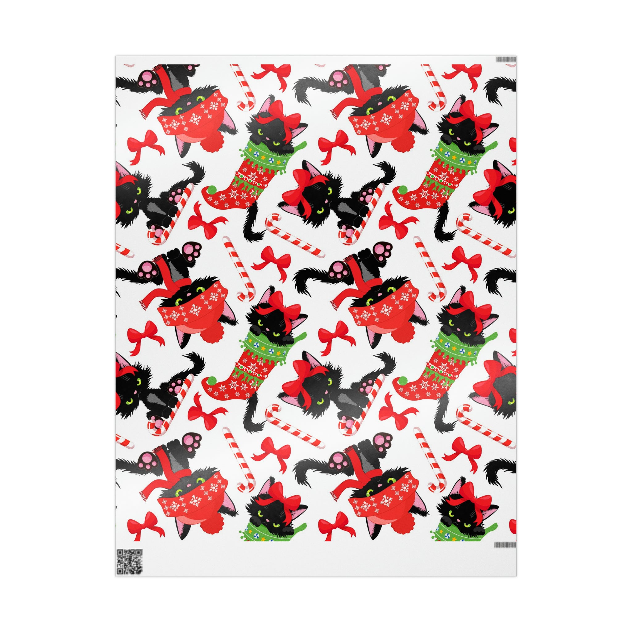 Angry Cat in Stocking | Wrapping Paper Birthday Gift Holiday