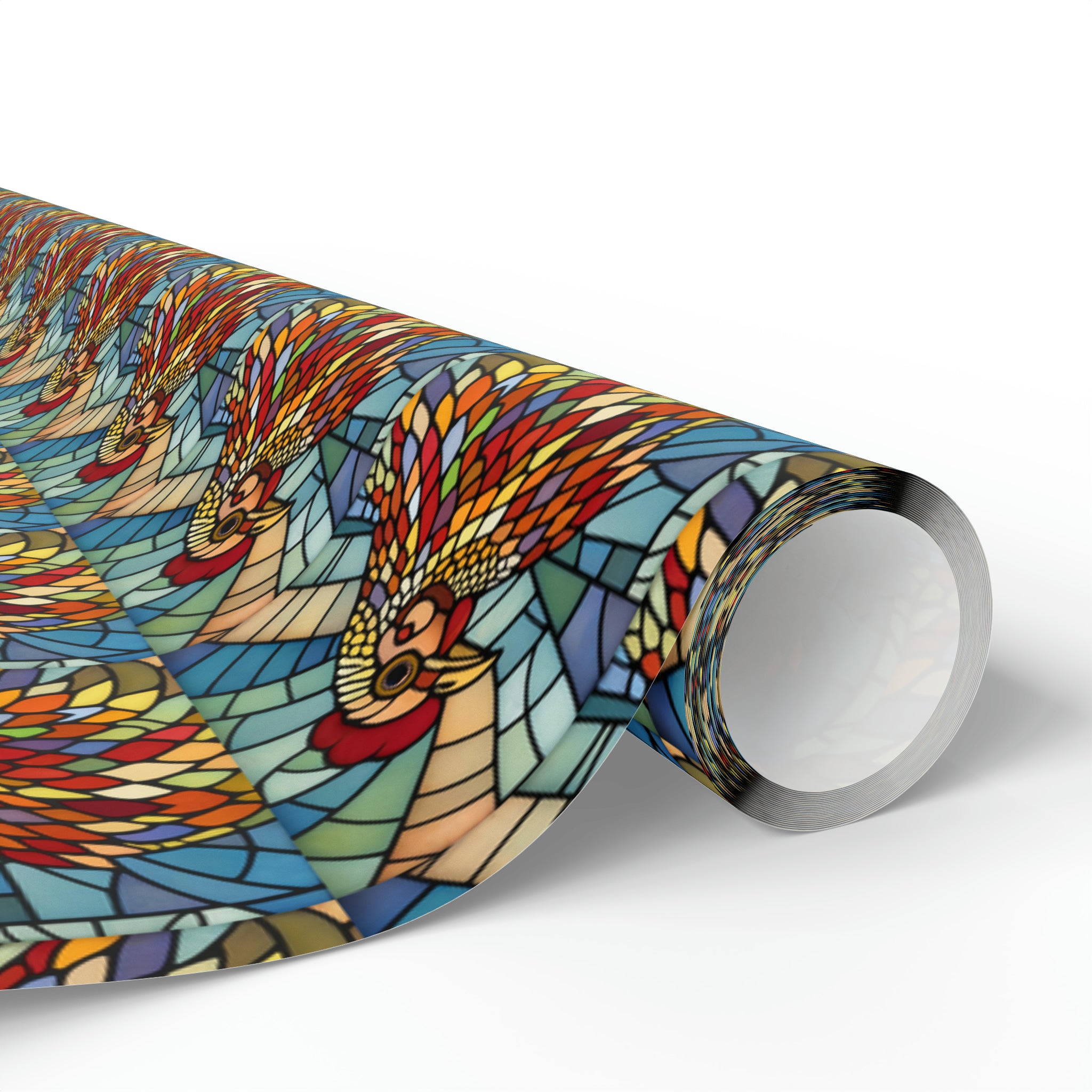 Art Deco - Stained Glass Cock A Doodle | Wrapping Paper Birthday Gift Holiday