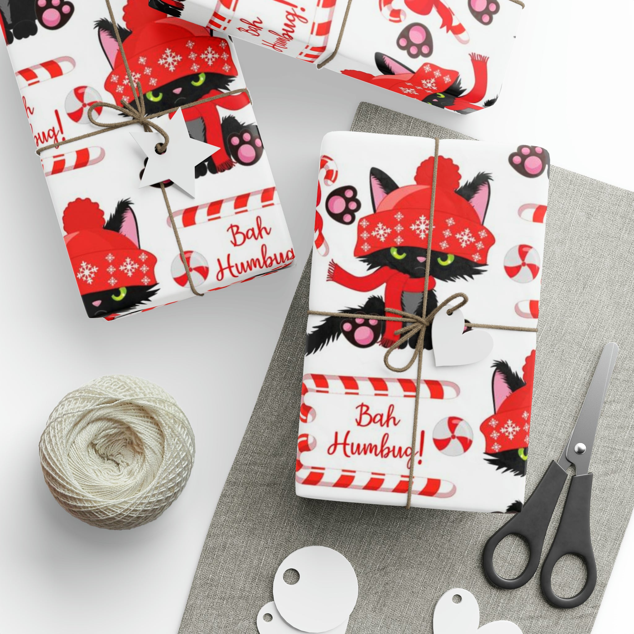 Angry Cat Bah Humbug Knit Cap | Wrapping Paper Birthday Gift Holiday