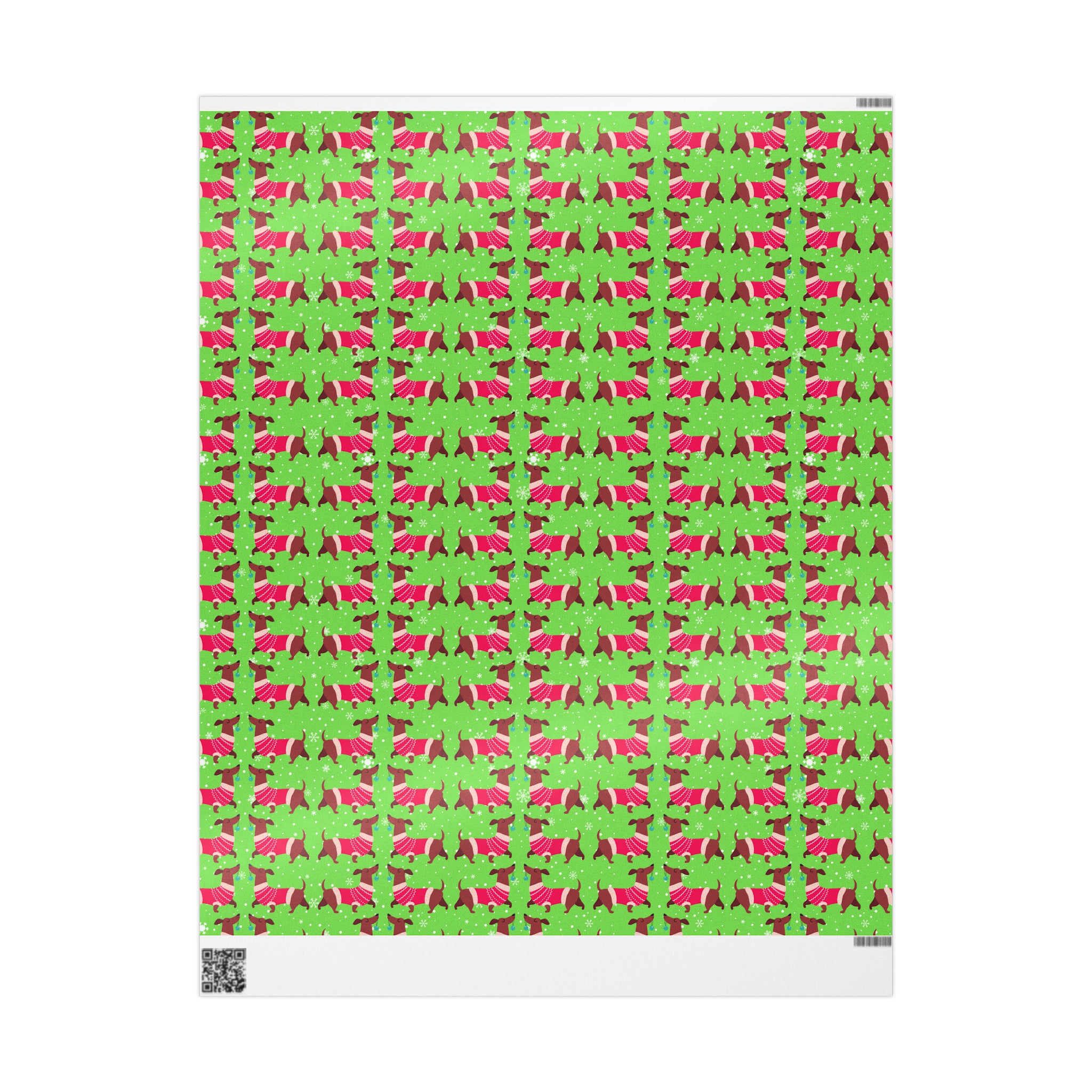 Dachshund Sweater on Green | Wrapping Paper Birthday Gift Holiday