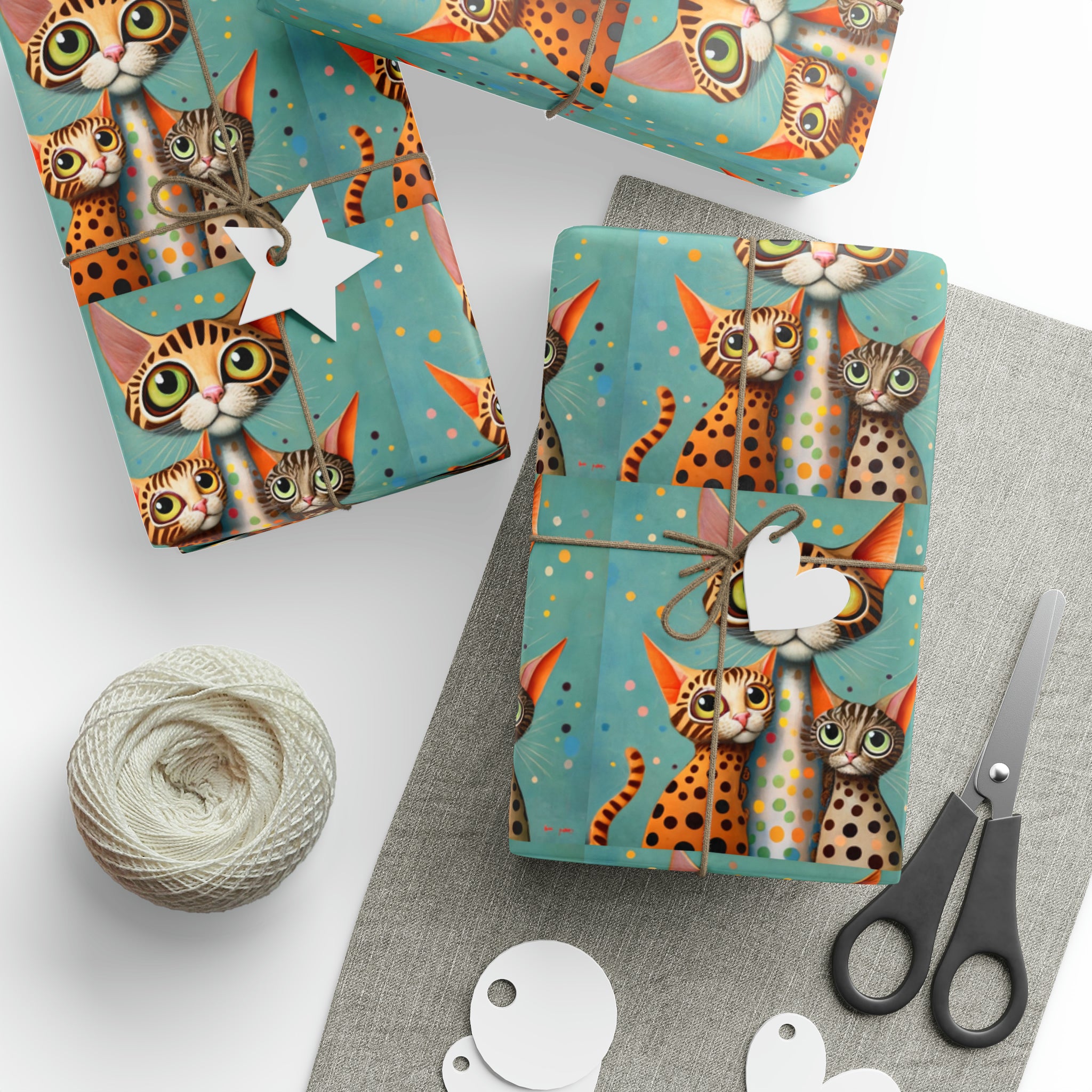 Art Deco - Kitten Trio | Wrapping Paper Birthday Gift Holiday