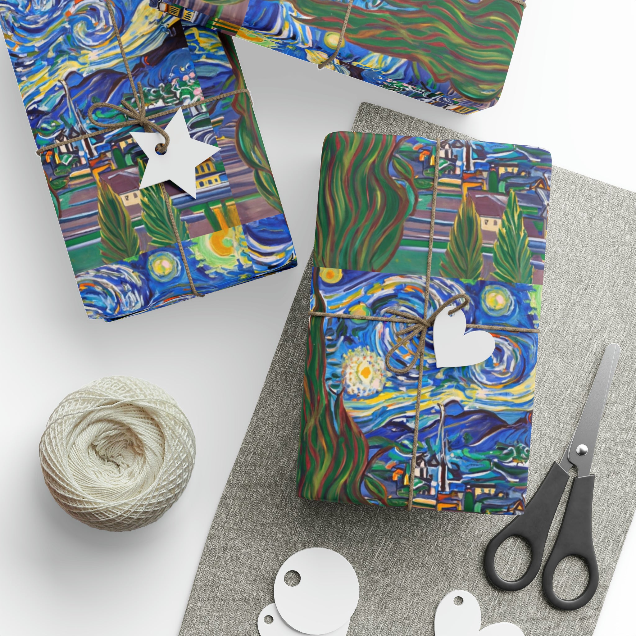 Art Deco - Starry Nights | Wrapping Paper Birthday Gift Holiday