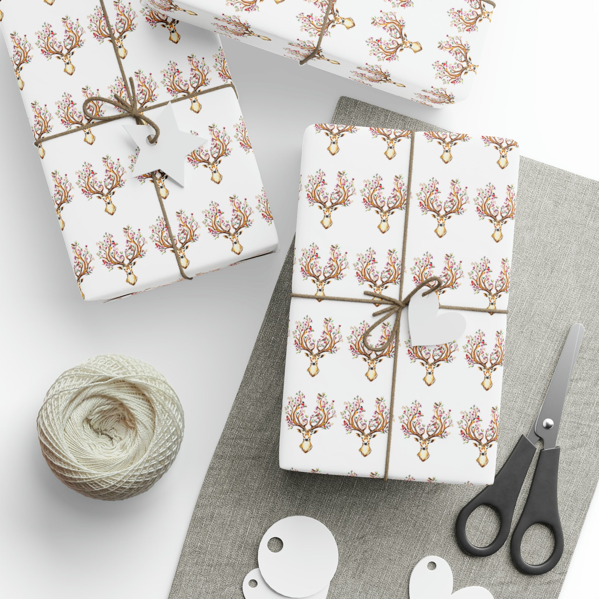 Floral Deer | Wrapping Paper Birthday Gift Holiday